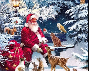 Christmas Santa 5D Diamond Painting Kit: DIY Rhinestone Embroidery (12 x12 Inches)