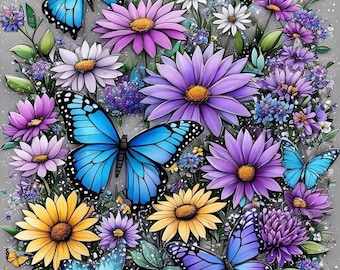 Daisies Diamond Painting Kit: 5D DIY Art, Home Decor (12x16inch)
