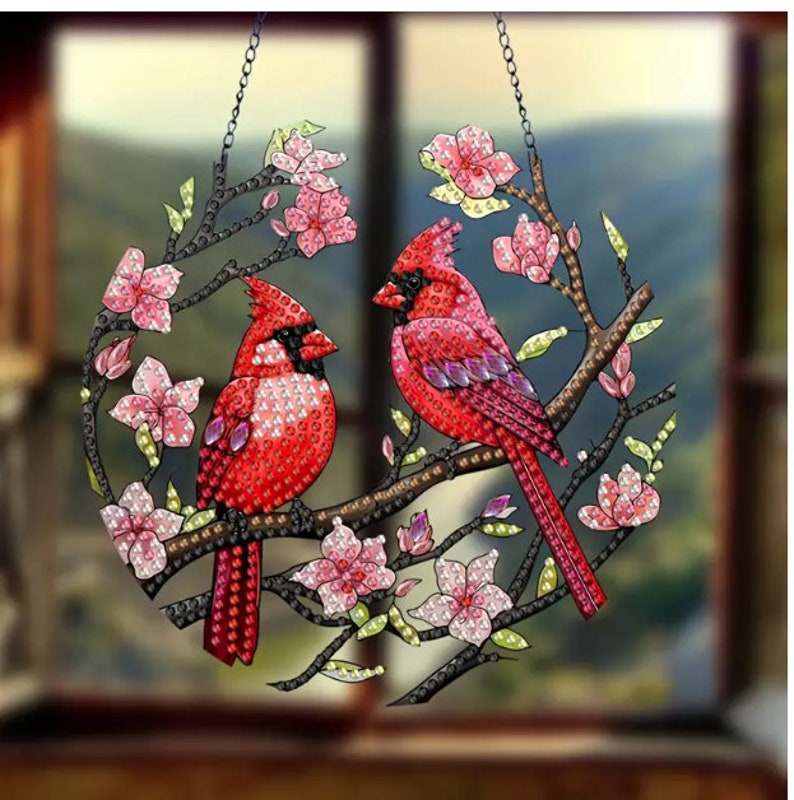 Cardinal Diamond Painting Kit: 5D DIY Acrylic Window Hanging (6x6 inches) bild 2