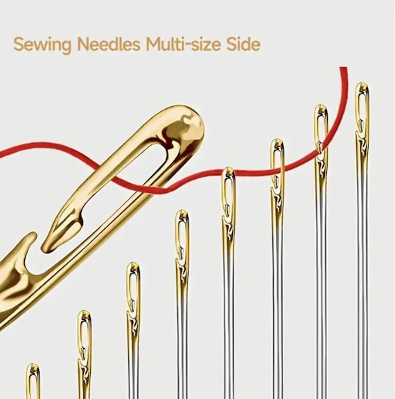 12Pcs 3 Sizes Self Threading Needles Easy Side Stitching Pins