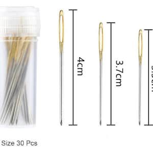 Gold Tail Sewing Needles: Stainless Steel Embroidery, Cross Stitch, Darning (30pcs)