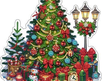DIY Christmas Fireplace Tabletop Diamond Art Painting Kit，Diamond Painting Kits for Beginners, Adult Double Sided Gem Painting Craft Kit