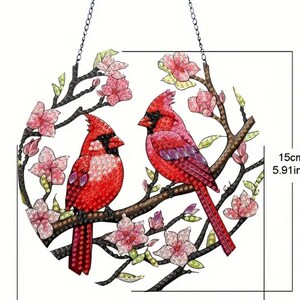 Cardinal Diamond Painting Kit: 5D DIY Acrylic Window Hanging (6x6 inches) bild 3