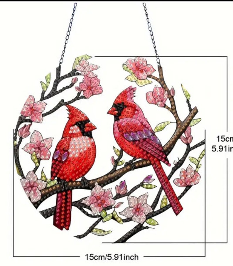 Cardinal Diamond Painting Kit: 5D DIY Acrylic Window Hanging (6x6 inches) bild 3