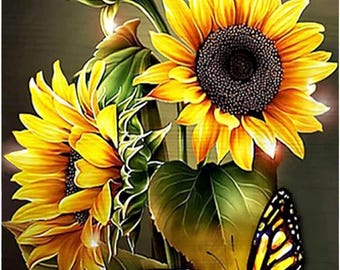 Sunflower Diamond Painting Kit: 5D DIY Art, Beginner Craft Set, Gem Art Painting Kit for Adults, Full Drill Diamond Dot Painting, 12x16inch