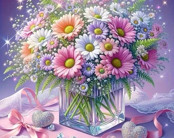 Daisies Diamond Painting Kit: 5D DIY Art, Home Decor (12x12inch)