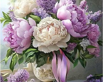 Flowers In Vase Diamond Painting Kit: 5D DIY Art, Home Decor (12x16inch)