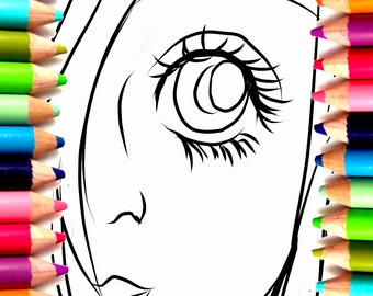 Anime Girl Coloring Page Cute Facial Closeup - Etsy Australia Anime Girl Coloring Page Cute Facial Closeup - Etsy Australia