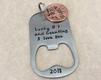 7 Year Anniversary bottle opener Gift, 7 year gift for him, husband gift, boyfriend gift, gift for him, beer gift, beer drinker gift