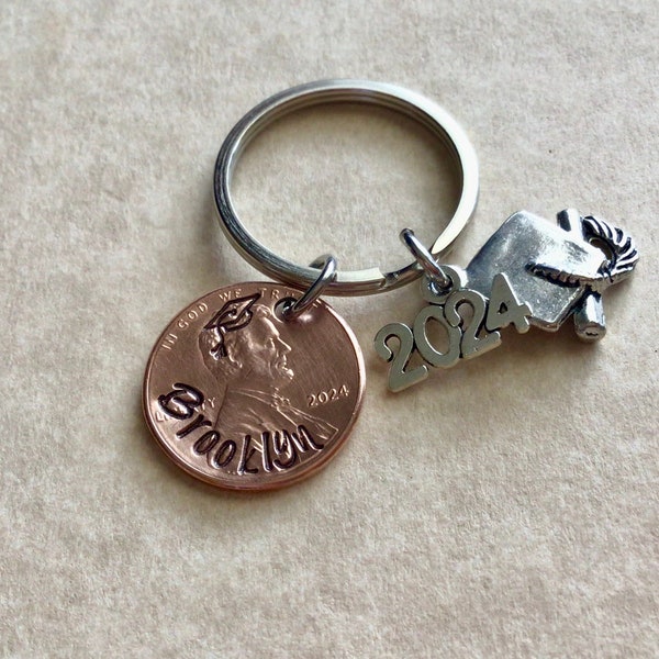 2024 graduation hand stamped keychain