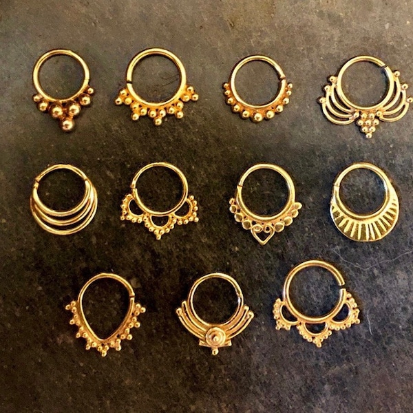 Gold Plated Septum Ring / Gold Pierced Septum / Gold Nose Ring / Tribal Septum Ring / Boho Septum Piercing