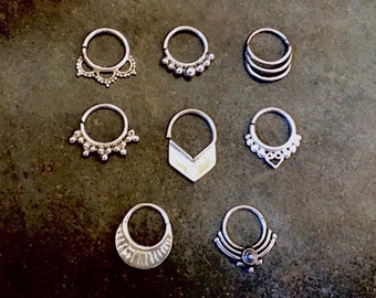 Silver Septum Ring / Silver Pierced Septum / Sterling Silver Nose Ring / Tribal Septum Ring / Boho Septum Piercing