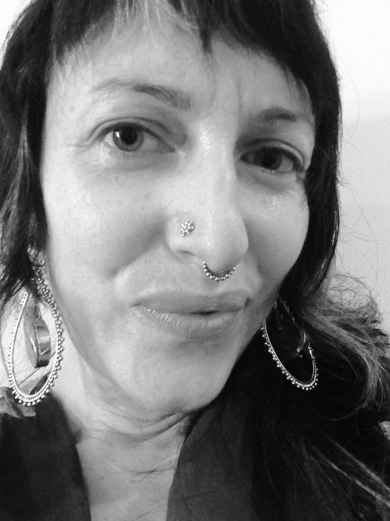 Silver Septum Ring / Silver Pierced Septum / Sterling Silver Nose Ring / Tribal Septum Ring / Boho Septum Piercing image 4