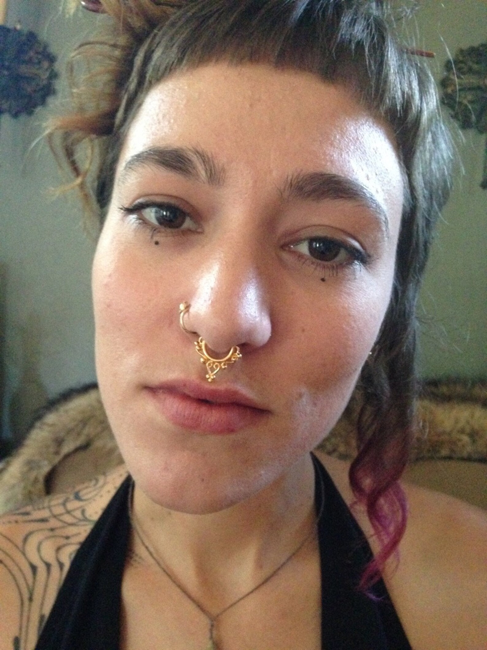 Gold Plated Fake Septum Ring / Faux Septum Jewelry / Gold Etsy