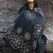 Black Seed of Life Scarf / Meditation Shawl or Altar Cloth / Sacred Geometry Prayer Shawl / Gold Mandala Flower of Life Sarong - K601