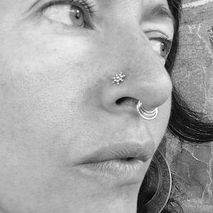 Silver Septum Ring / Silver Pierced Septum / Sterling Silver Nose Ring / Tribal Septum Ring / Boho Septum Piercing image 5