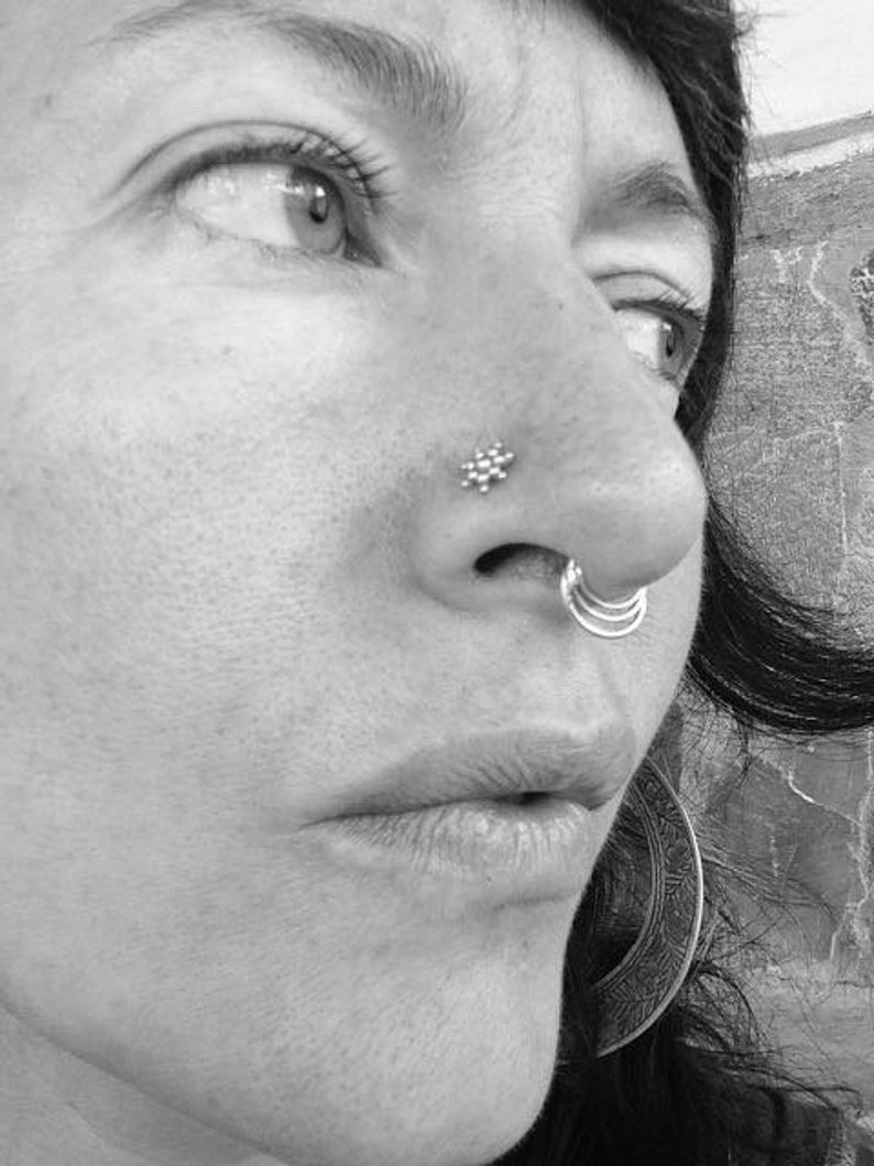 Silver Septum Ring / Silver Pierced Septum / Sterling Silver Nose Ring / Tribal Septum Ring / Boho Septum Piercing image 5