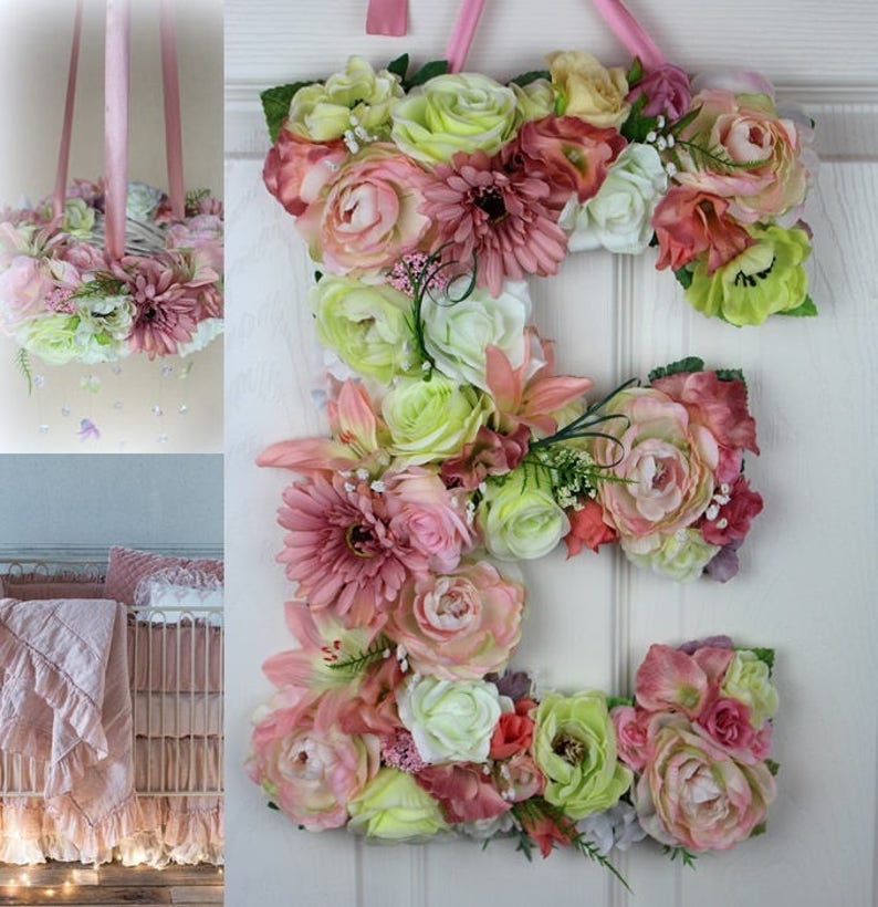 Floral Letters Huge Baby Letters Nursery Letters Floral Etsy