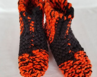 Women's Knit Booty Slippers - Orange and Black- Sport Team Colors