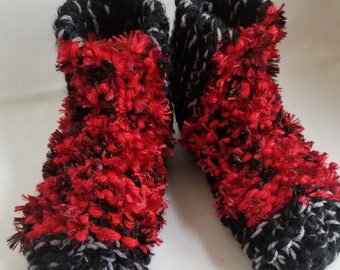 Red and Black Fuzzy Slippers