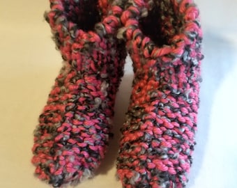 Pink and Gray Knit Slippers -Free Shipping