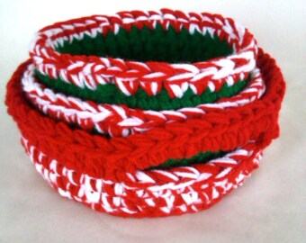 Christmas Nesting Bowls- Crochet-Ready Made