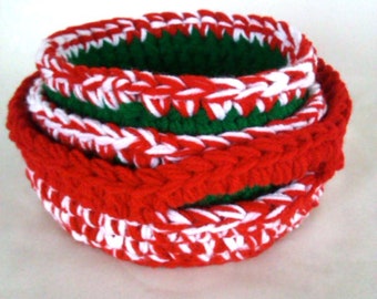 Christmas Nesting Bowls- Crochet-Ready Made