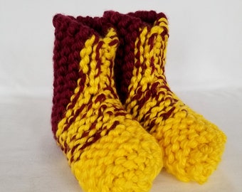 Maroon and Gold Knit Booty Slippers