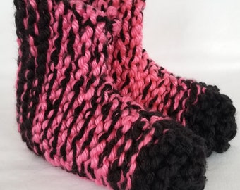 Black and Pink Handmade Slippers