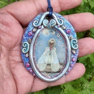 Fairy Pendant, Forest Fairy Pendant, Serenity Pendant, Polymer clay Pendant, Fairy Necklace, Fantasy Pendant, Spirit of the Tree.