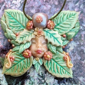 Fairy Pendant, Forest Fairy Pendant, Serenity Pendant, Polimer Clay Pendant , Fairy Necklace , Fantasy Pendant, Spirit of the Tree.