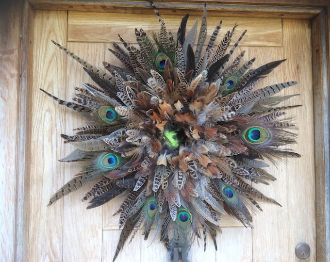Pheasant Feather Wreath/wall Decor With Peacock Feathers - Etsy UK