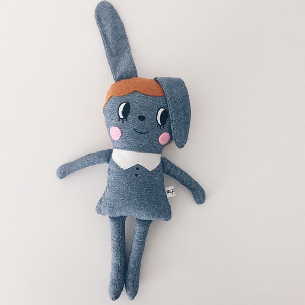 denim bunny girl doll by Virginie Jolie