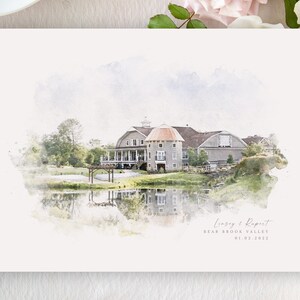 Personalised wedding gift, digitally created wedding venue illustration, unique wedding gift, anniversary idea, venue art digital download