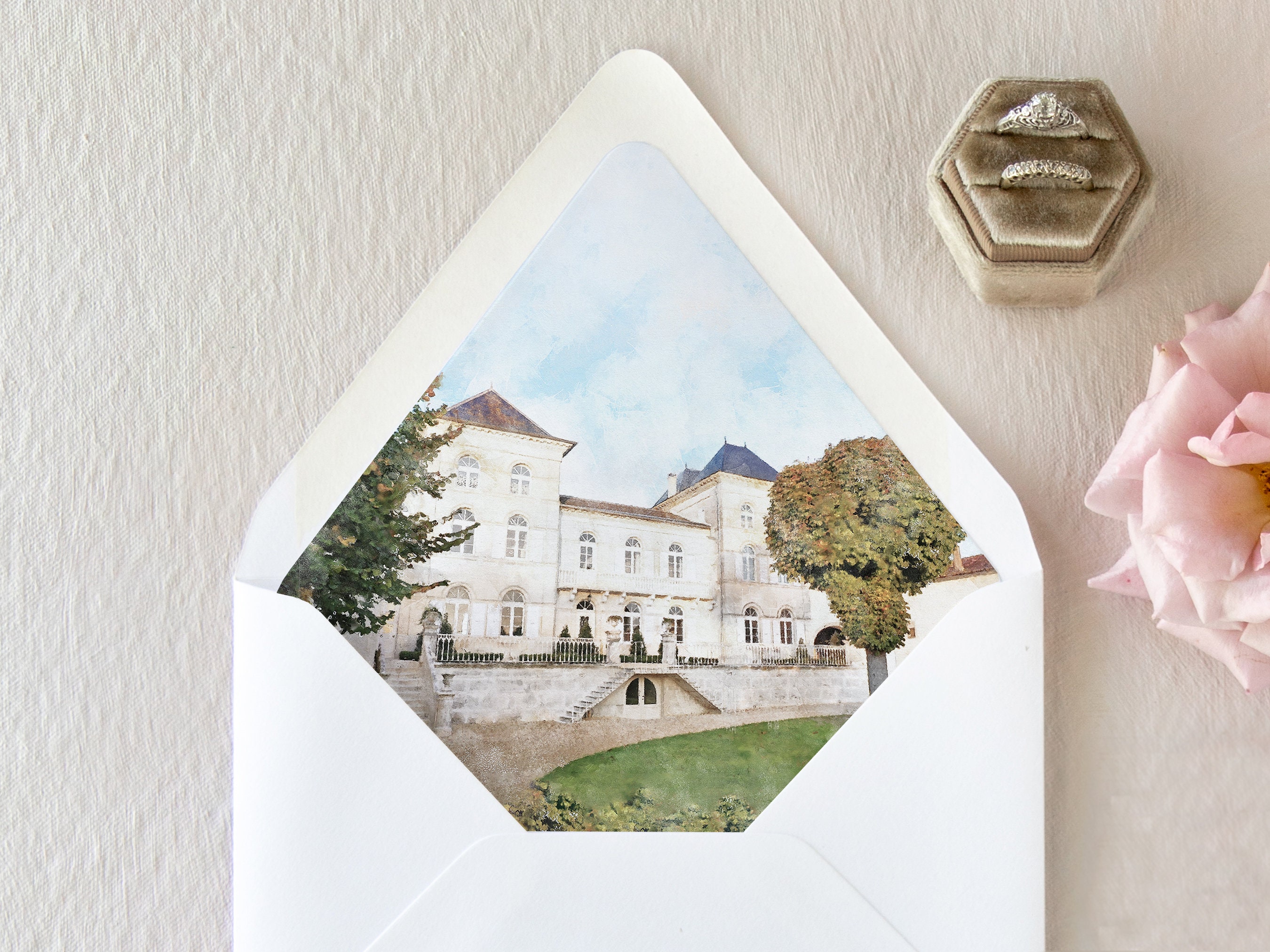 Wedding Venue Illustration For Envelope Liner watercolour
