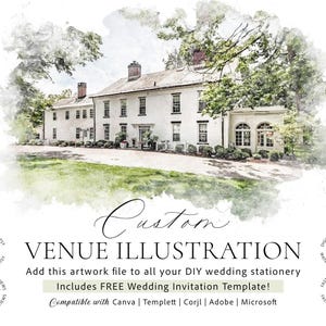 Bespoke Digital Watercolour Wedding Venue from digital watercolour brushes downloadable watercolor venue art file for invitations high res