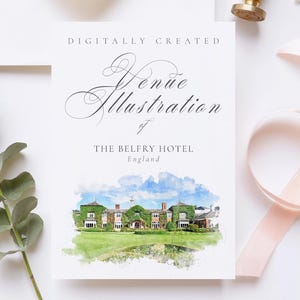 Wedding venue illustration file of the The Belfry Hotel and Resort - created from digital watercolour brushes downloadable JPG and PNG