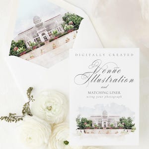 Wedding Venue Illustration For Invitation and Envelope Liner Matching watercolour digital download digital watercolor art file for wedding