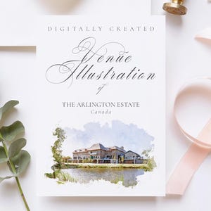 Digital Wedding Venue Watercolor of The Arlington Estate Canada Wedding Venue Illustration for Invitations & Keepsakes, Instant download