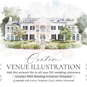 Custom digital venue watercolor illustration wedding venue portrait art high res digital venue sketch download bespoke wedding venue art