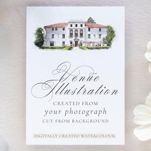 Benutzerdefinierte Hochzeit Veranstaltungsort Aquarell Illustration personalisierten Veranstaltungsort Kunst hochauflösendes digitales Porträt perfekt für Einladungen und Geschenke