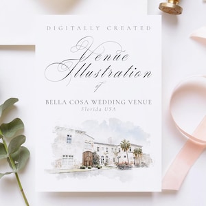 Illustratiebestand trouwlocatie van Bella Cosa Wedding Venue, Florida, VS - gemaakt met downloadbare digitale aquarelpenselen