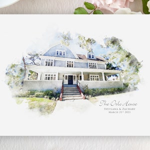 Personalised wedding venue sketch print gift, Digitally created wedding venue illustration, unique wedding gift Home Decor