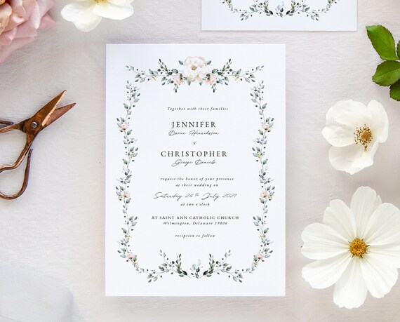 perfect for classic garden wedding theme Digital download PDF for homeprinting locally Blush Floral Fairytale Invitation design perfect for classic garden wedding theme Digital download PDF for homeprinting locally Blush Floral Fairytale Invitation design