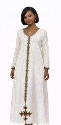 Handwoven Ethiopian Cotton Dress – Gold Cross Embroidery, Traditional Kemis product logo
