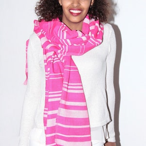 Pink with light grey scarf