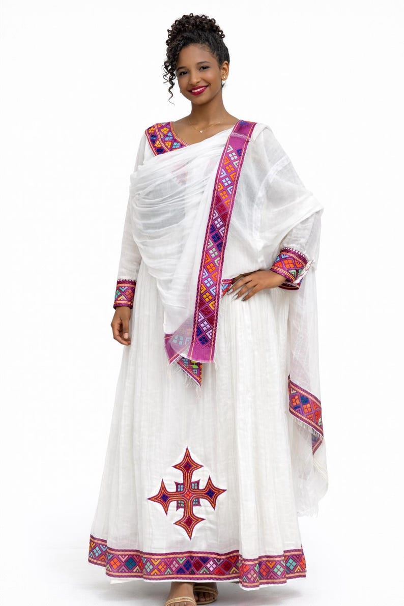 Colorful habesha dress image 1