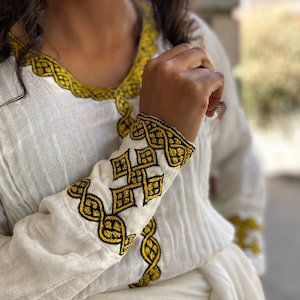Golden neckline habesha dress