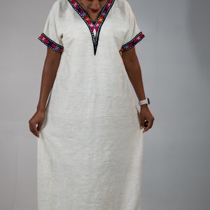 Tsedey Handwoven embroidered cotton ethiopian dress