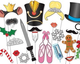 JeVenis Set mit 35 Weihnachts-Photo Booth-Requisiten Weihnachts-Photo Props Weihnachts-Photo Frame Weihnachts-Photo Booth-Frame